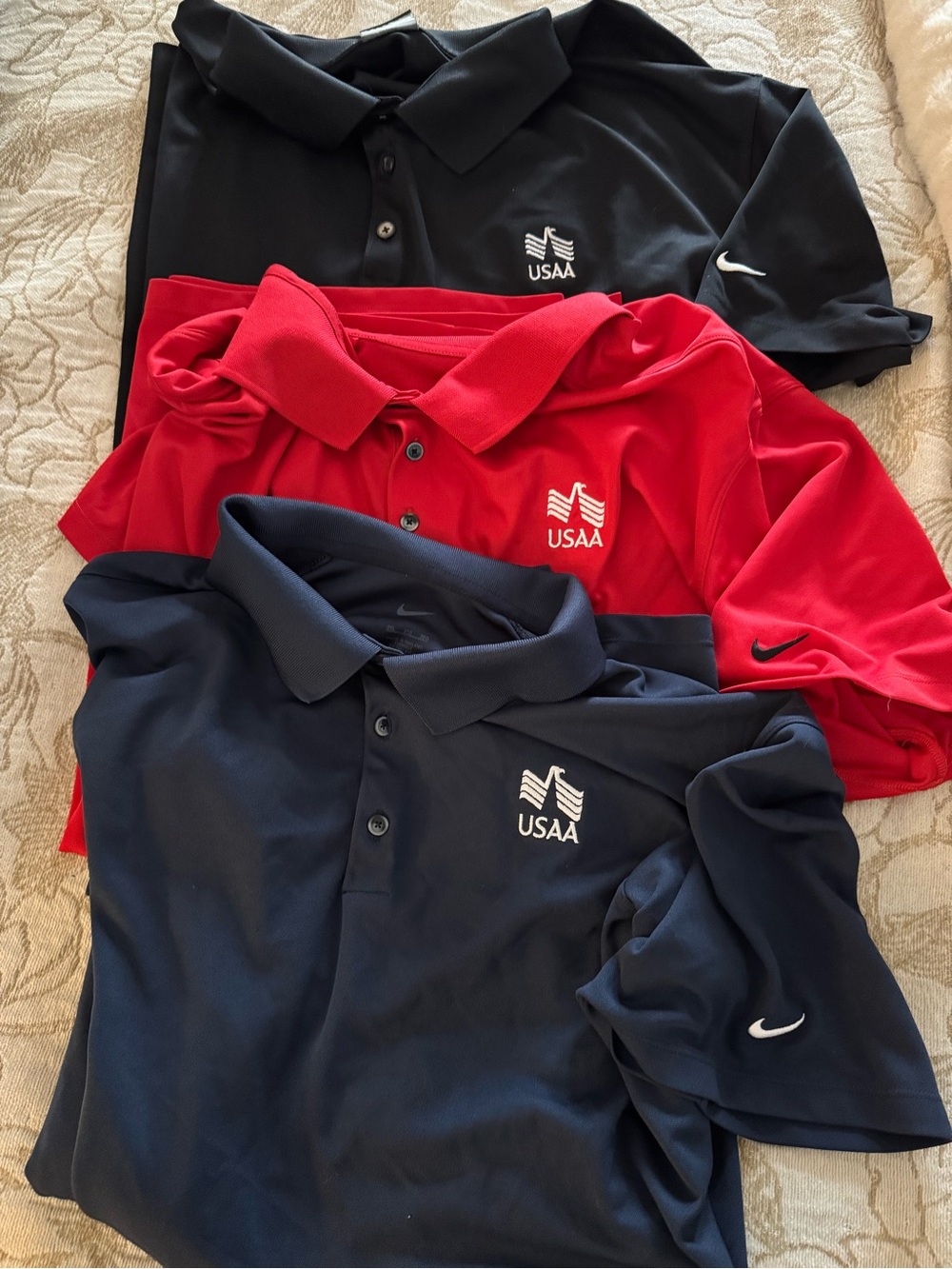 Nike Kids USAA Polo Shirts - Black, Red, Navy